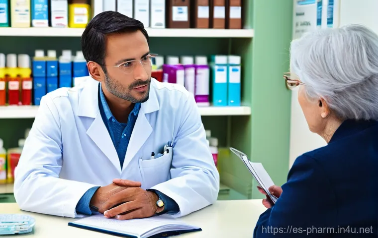 약사 처방전 확인 실무 사례 - **Prompt for a modern, digitally-enhanced pharmacy:**
    "A bright, contemporary pharmacy interior....
