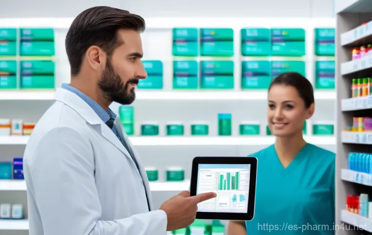 약사 약물 데이터 트렌드 분석 - **Prompt:** A warm and inviting scene inside a modern pharmacy in a Spanish-speaking country. A prof...