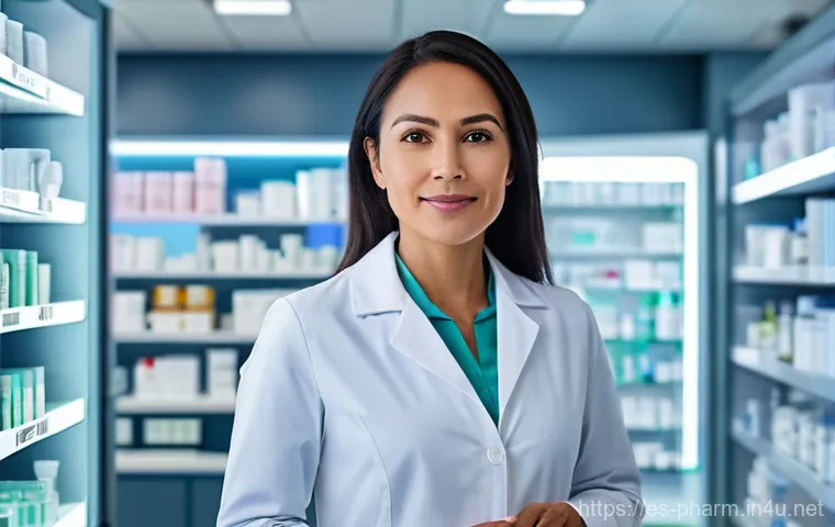약사 자격증 추가 취득의 장점 - **Prompt:** A modern, clean pharmacy interior with sleek, minimalist design. A pharmacist, a woman o...
