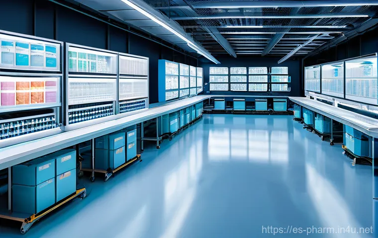 약사 약물 공급망 관리 방법 - Prompt 1: Futuristic Pharmaceutical Logistics Hub**