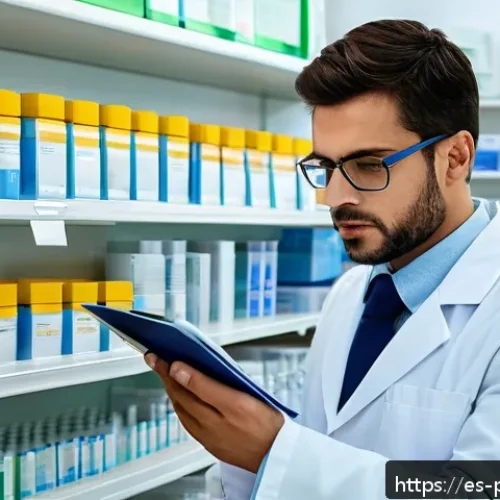 약사 자격 유지 조건 및 갱신 방법 - A professional Spanish pharmacist in a modern pharmacy setting, reviewing official documents for lic...